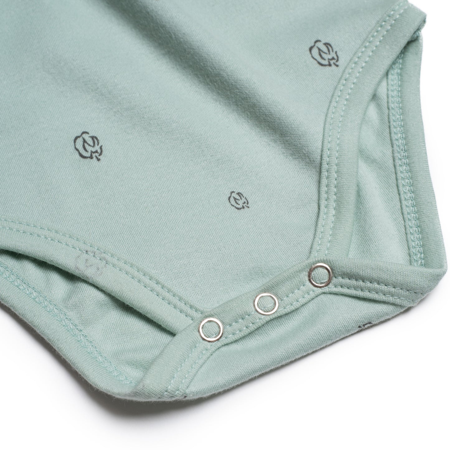 Short sleeve baby bodysuit - Sage with Cotton Bloom