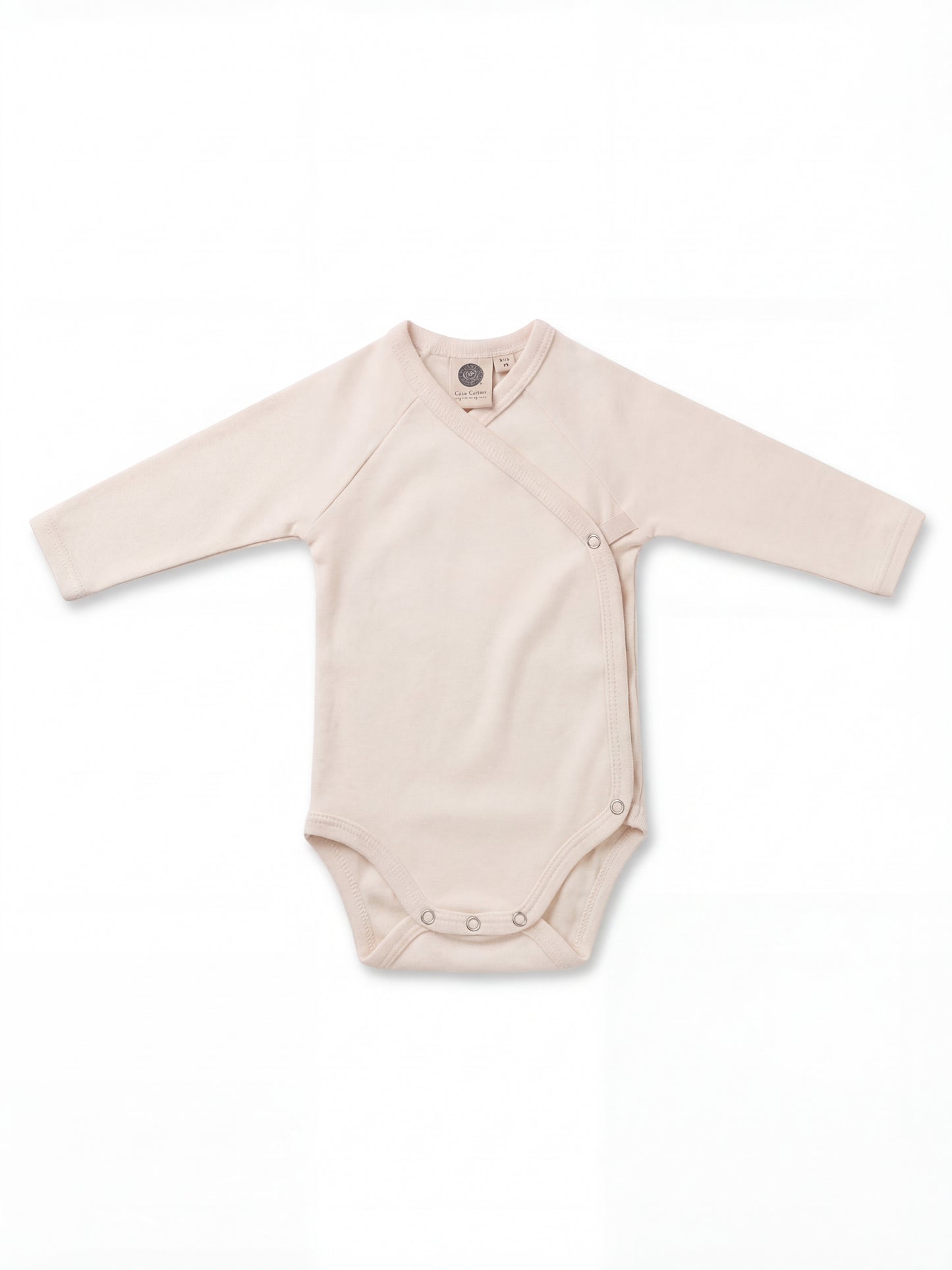 Baby Crossover Bodysuit in alabaster organic Egyptian cotton, front view