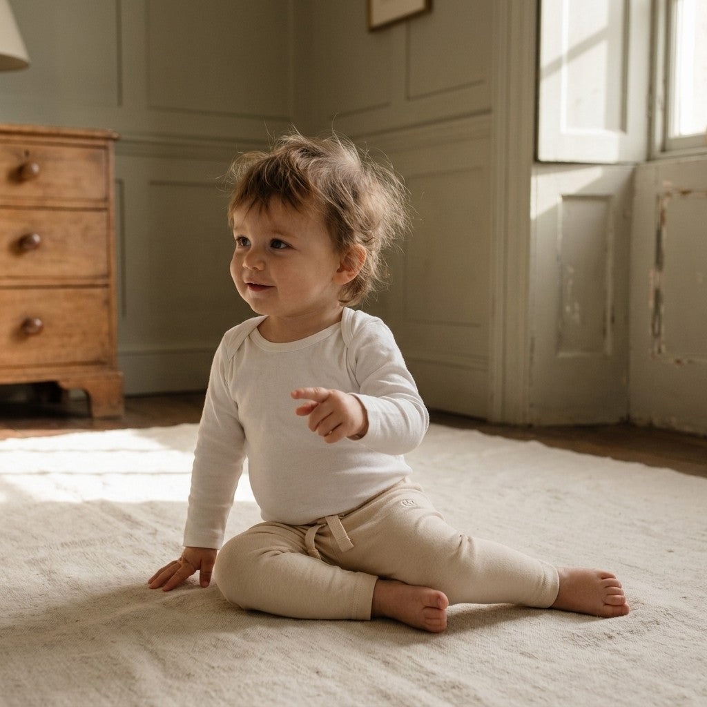 Caico Cotton lifestyle — Baby Leggings Alabaster