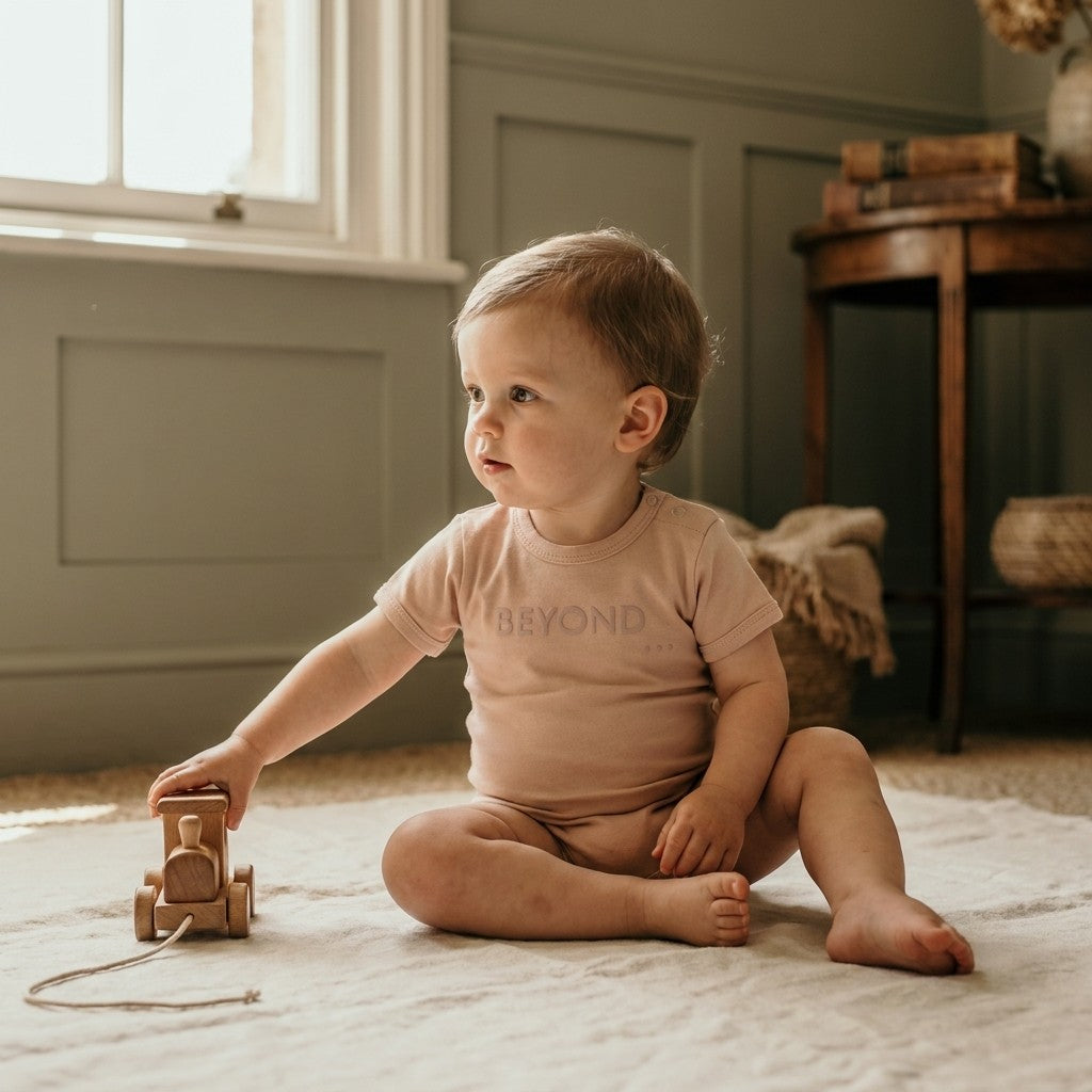 Caico Cotton lifestyle — Baby Short Sleeve Bodysuit Dusty Blush