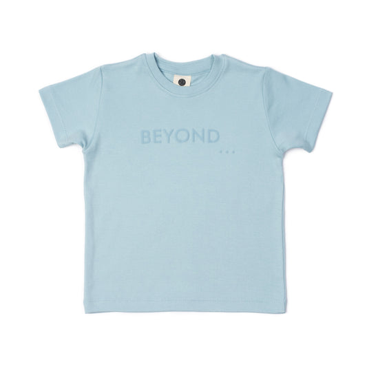 Kids Lounge Tee in dusky blue organic Egyptian cotton, front view