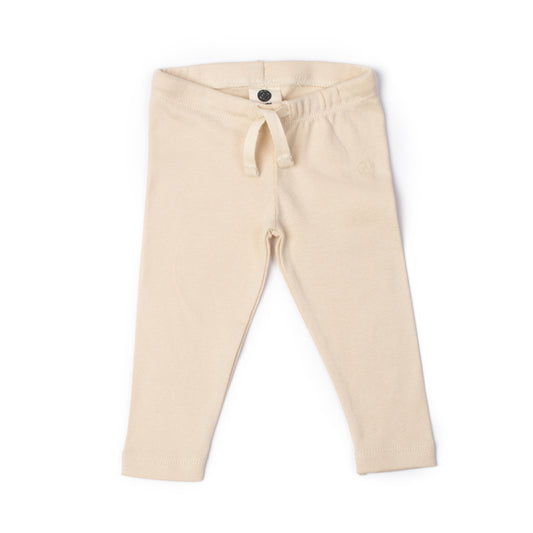 Baby Leggings in alabaster organic Egyptian cotton, front view