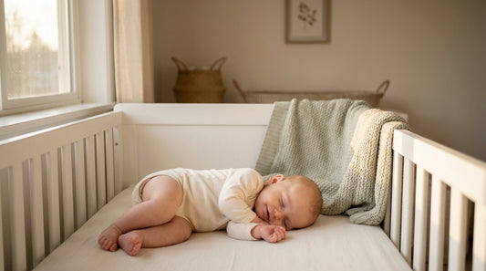 Baby sleeping peacefully in organic cotton sleepwear