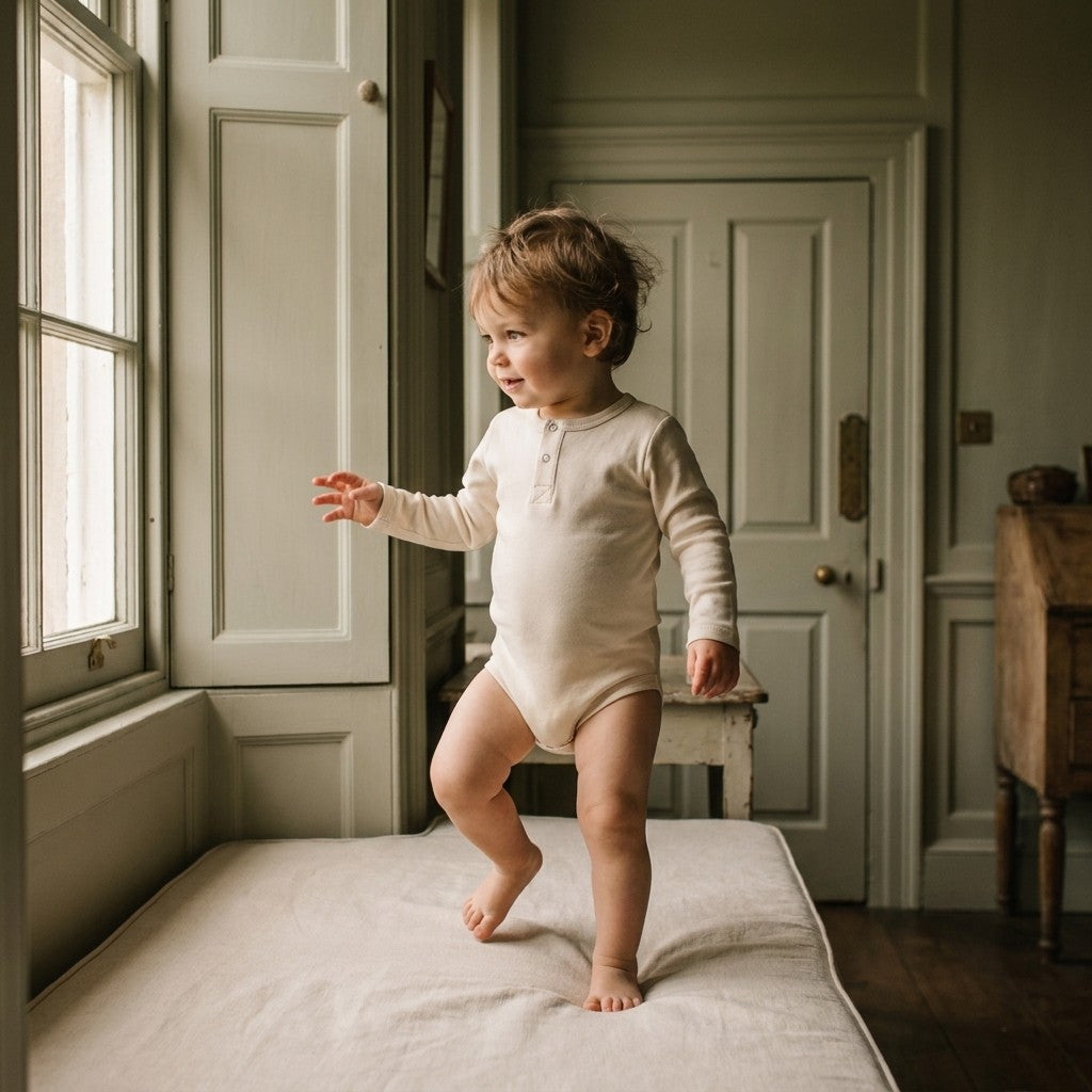 Caico Cotton lifestyle — Baby Long Sleeve Bodysuit Alabaster