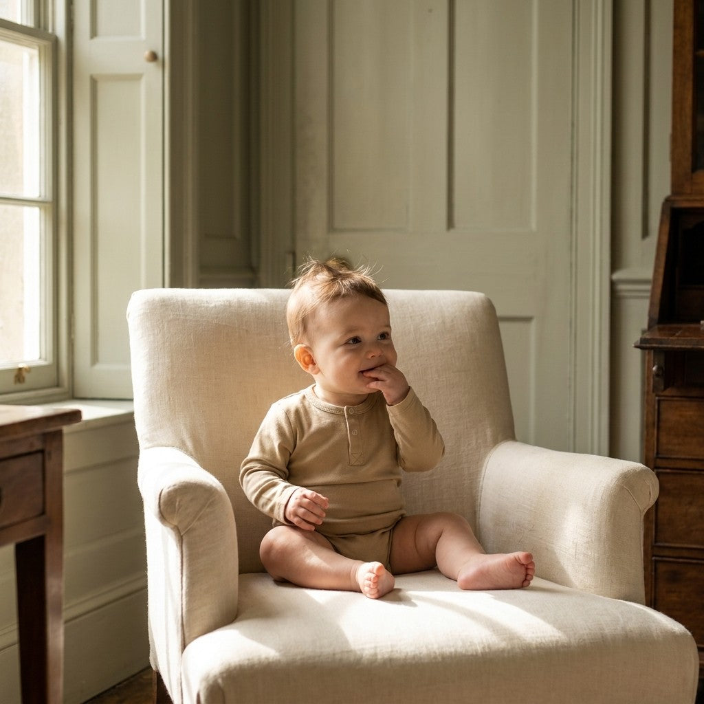 Caico Cotton lifestyle — Baby Long Sleeve Bodysuit Sahara