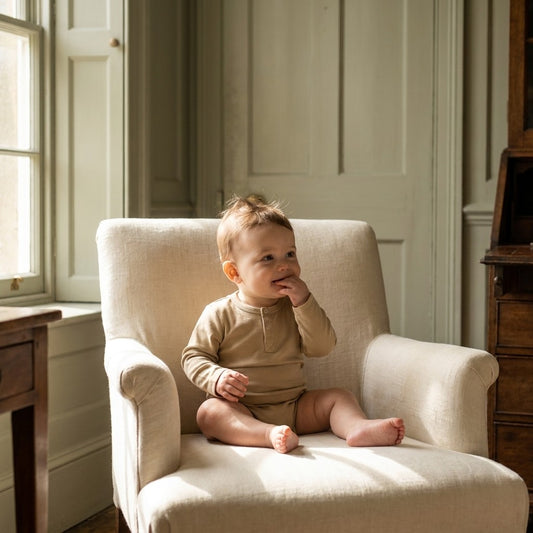 Caico Cotton lifestyle — Baby Long Sleeve Bodysuit Sahara