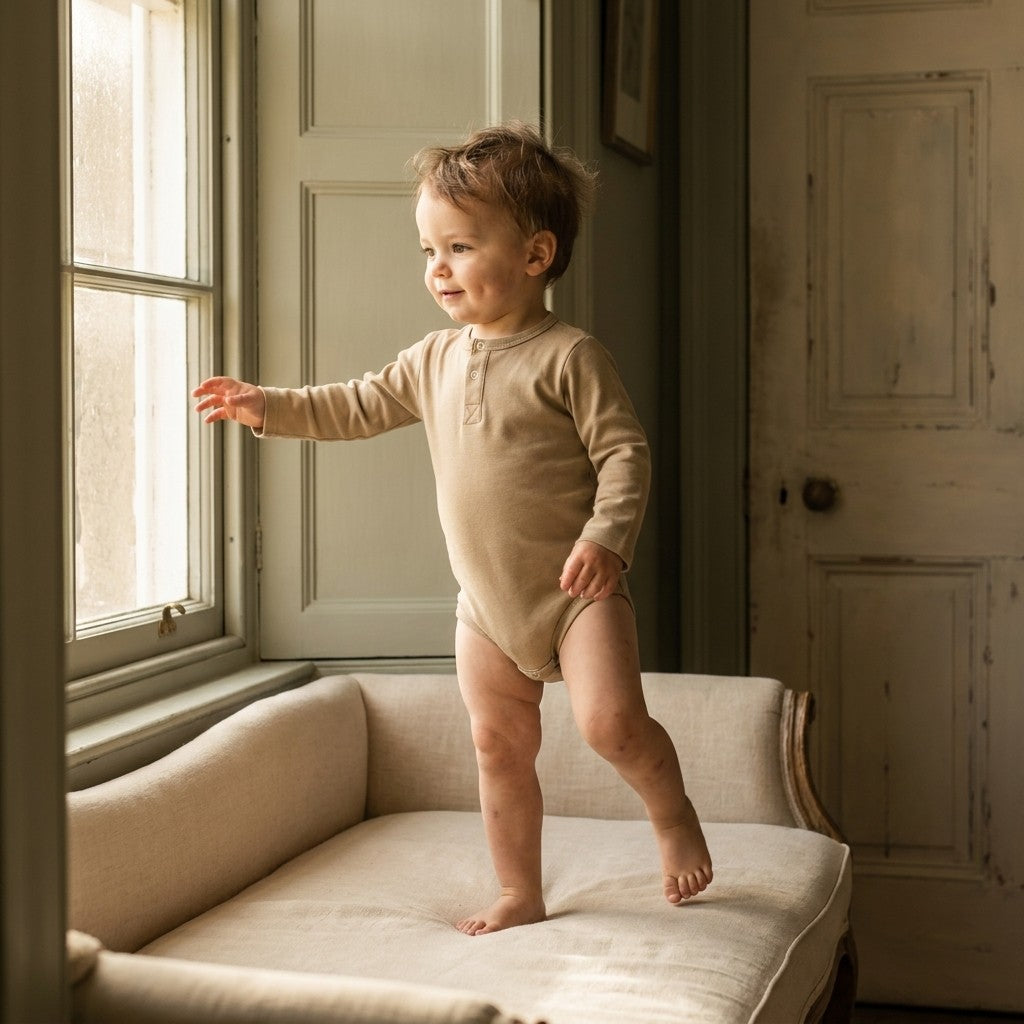 Caico Cotton lifestyle — Baby Long Sleeve Bodysuit Sahara