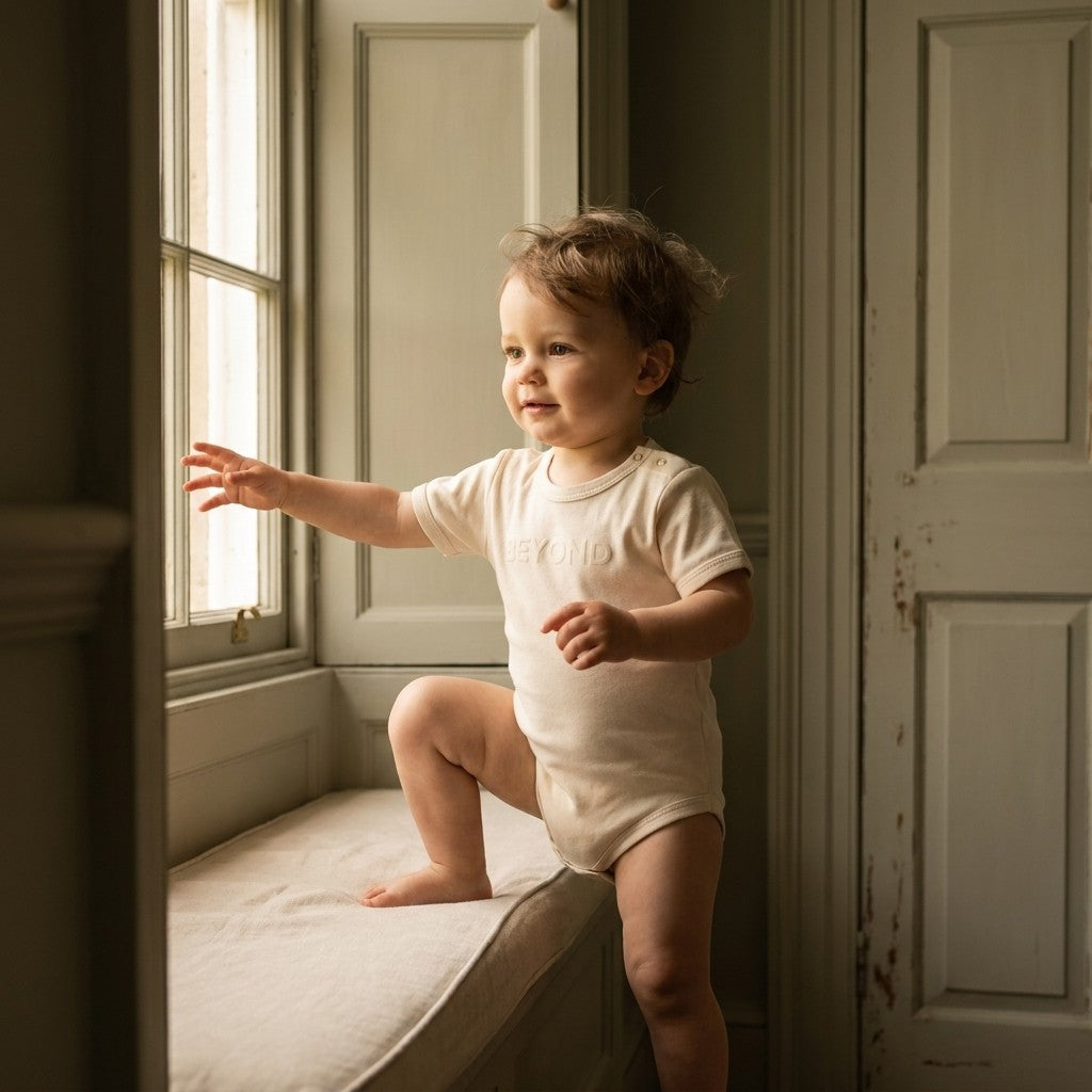 Caico Cotton lifestyle — Baby Short Sleeve Bodysuit Alabaster