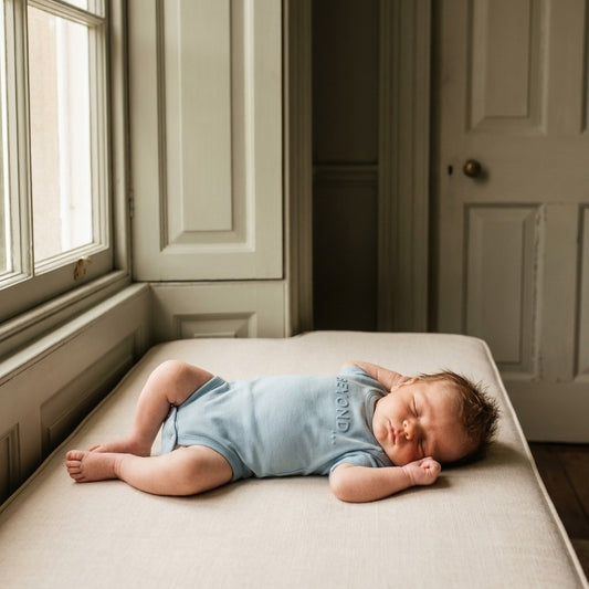 Caico Cotton lifestyle — Baby Short Sleeve Bodysuit Dusky Blue