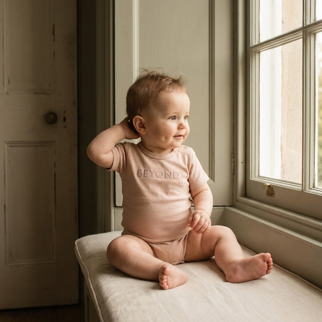 Caico Cotton lifestyle — Baby Short Sleeve Bodysuit Dusty Blush