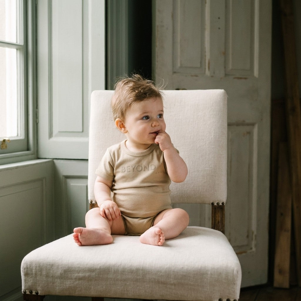 Caico Cotton lifestyle — Baby Short Sleeve Bodysuit Sahara