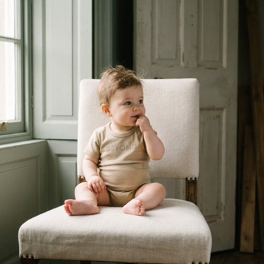 Caico Cotton lifestyle — Baby Short Sleeve Bodysuit Sahara