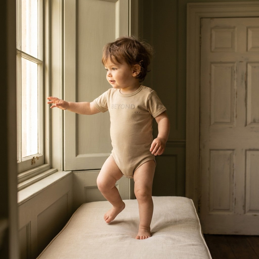 Caico Cotton lifestyle — Baby Short Sleeve Bodysuit Sahara