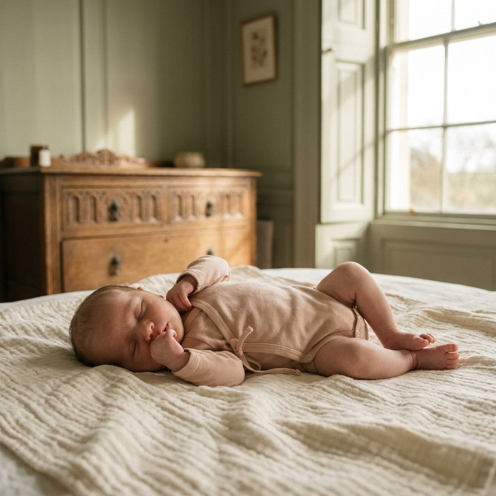Caico Cotton lifestyle — Newborn Crossover Bodysuit Dusty Blush