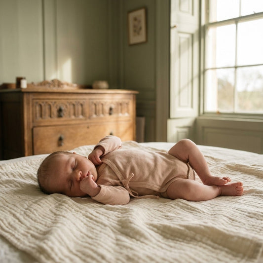 Caico Cotton lifestyle — Newborn Crossover Bodysuit Dusty Blush