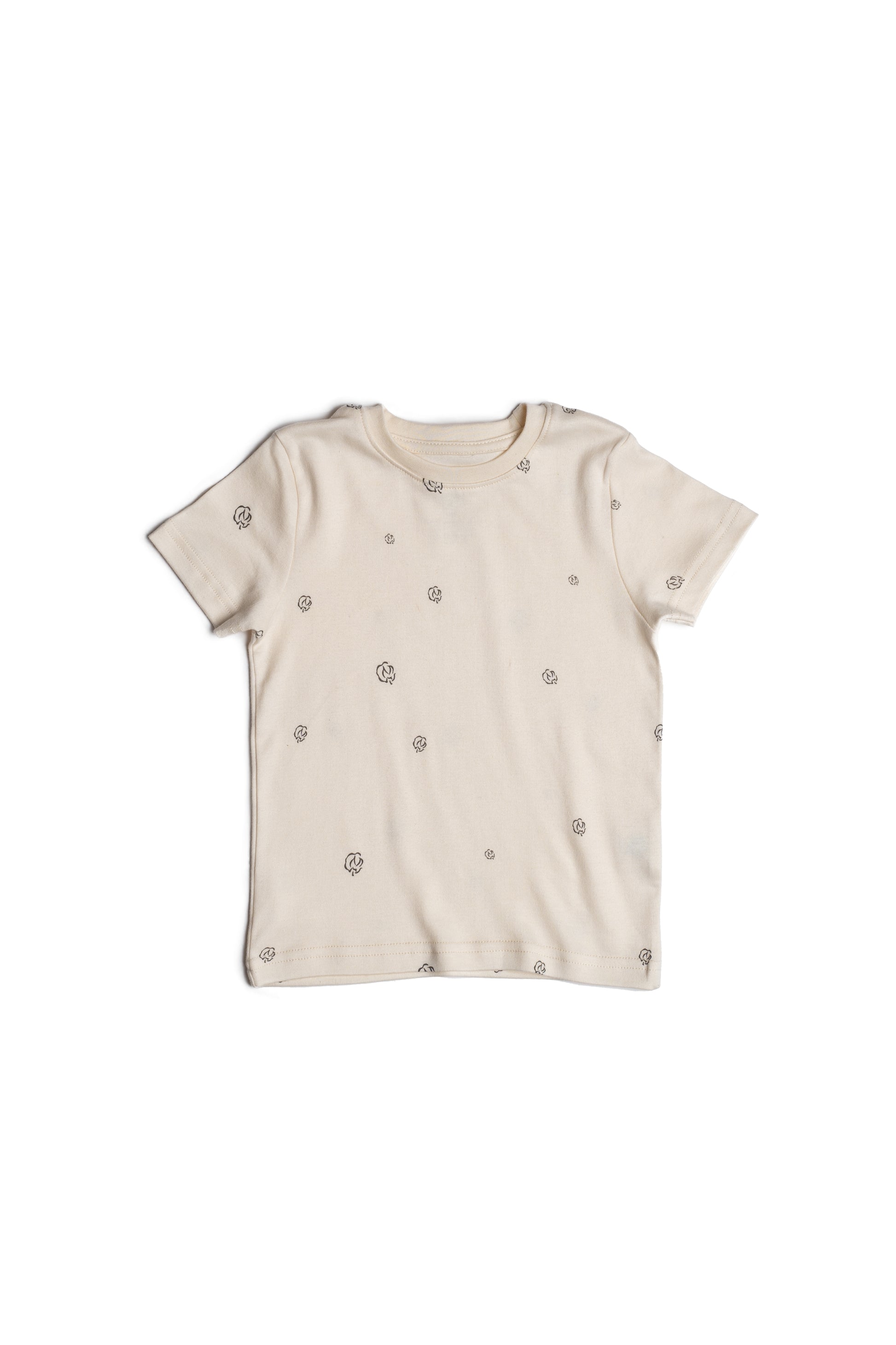 Kids Summer Pyjamas in alabaster cotton bloom organic Egyptian cotton, flat lay view