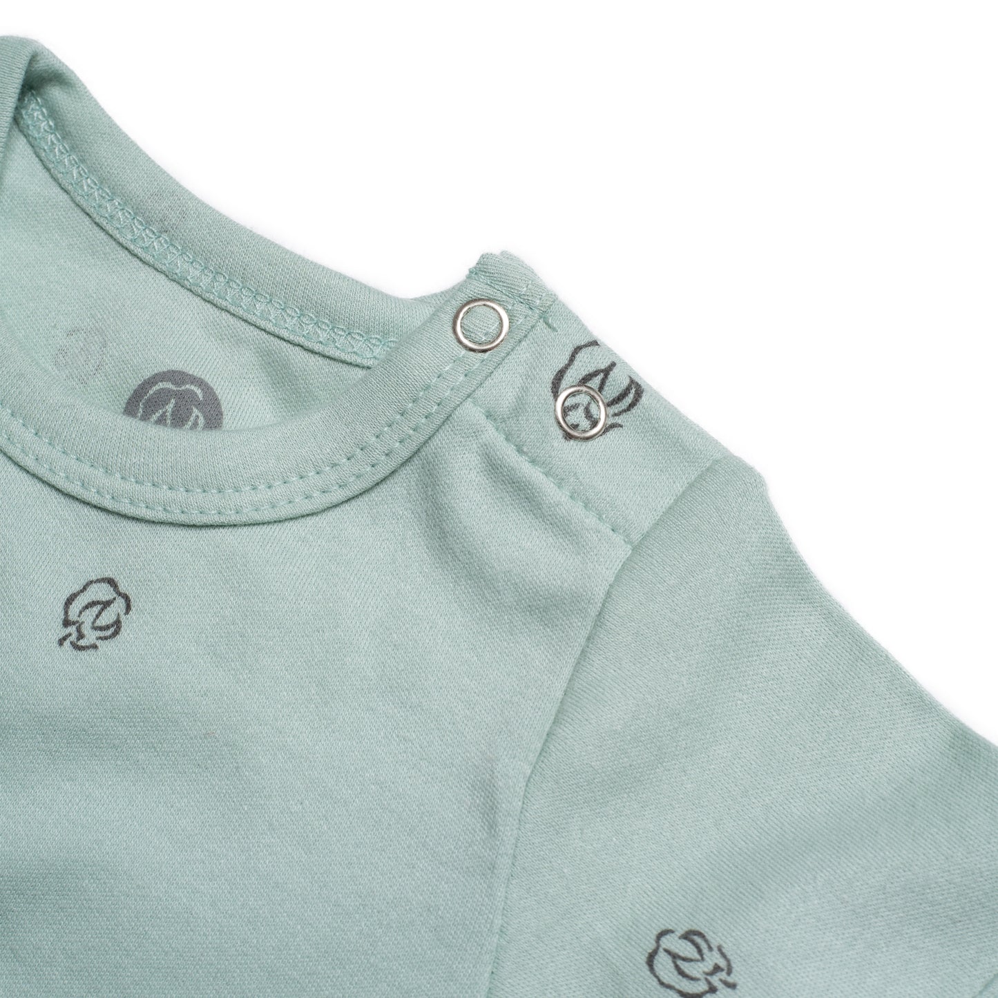 Short sleeve baby bodysuit - Sage with Cotton Bloom