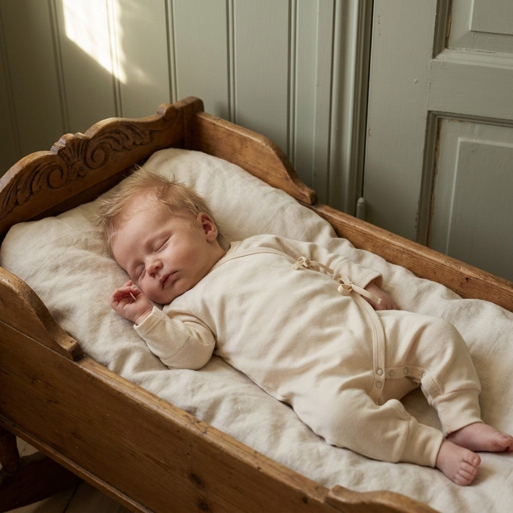 Caico Cotton lifestyle — Baby Kimono Sleepsuit Alabaster