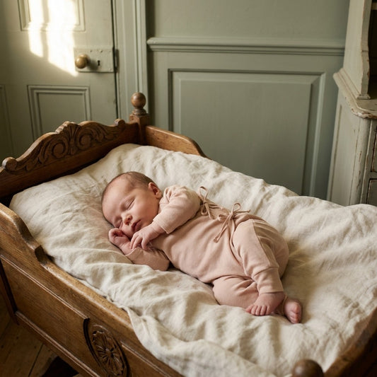 Caico Cotton lifestyle — Baby Kimono Sleepsuit Dusty Blush