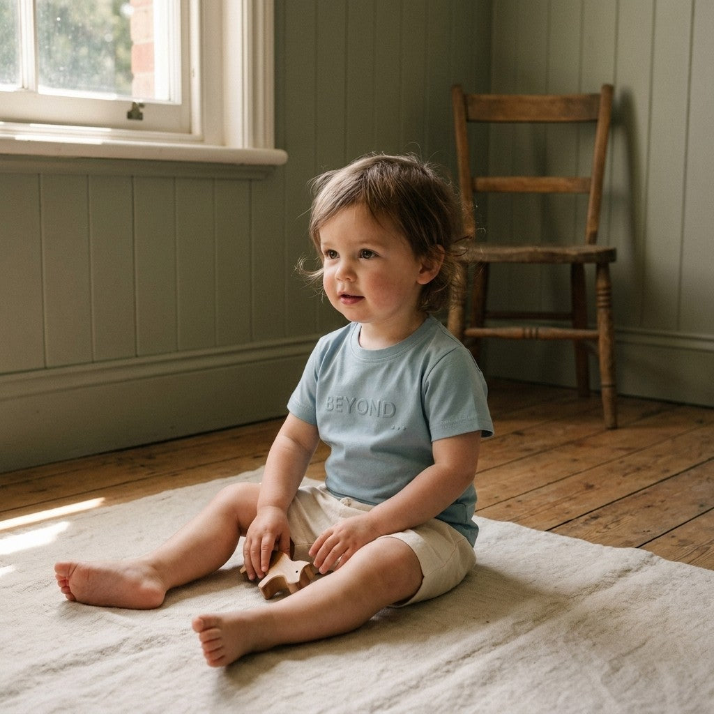Caico Cotton lifestyle — Kids Lounge Tee Dusky Blue