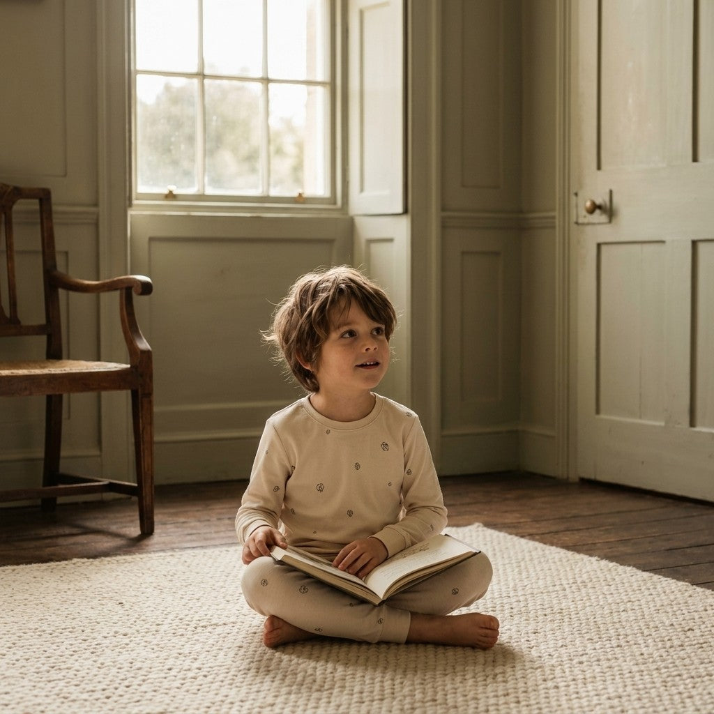 Caico Cotton lifestyle — Kids Long Sleeve Pyjamas Alabaster Cotton Bloom