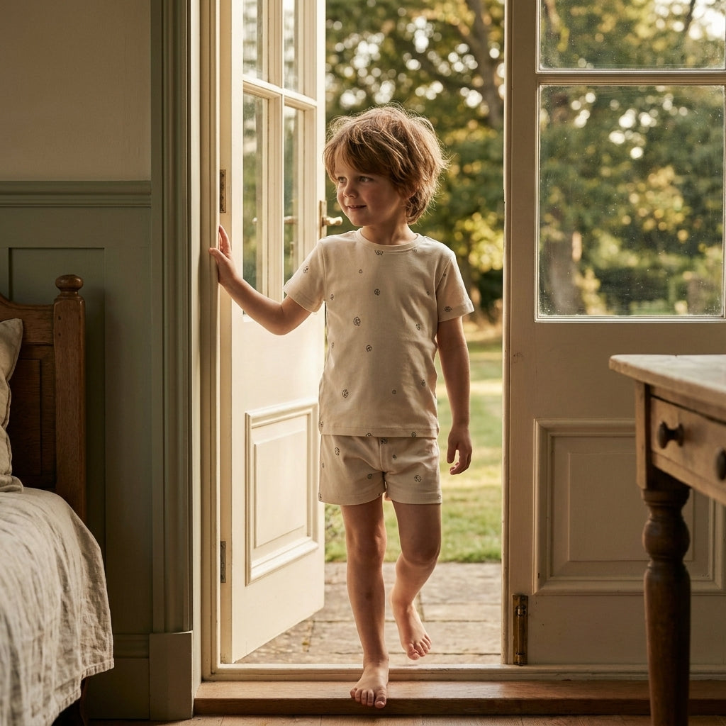 Kids Summer Pyjamas Alabaster — 5yo garden door