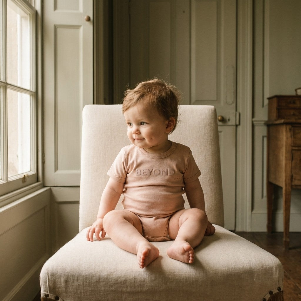 Caico Cotton lifestyle — Baby Short Sleeve Bodysuit Dusty Blush