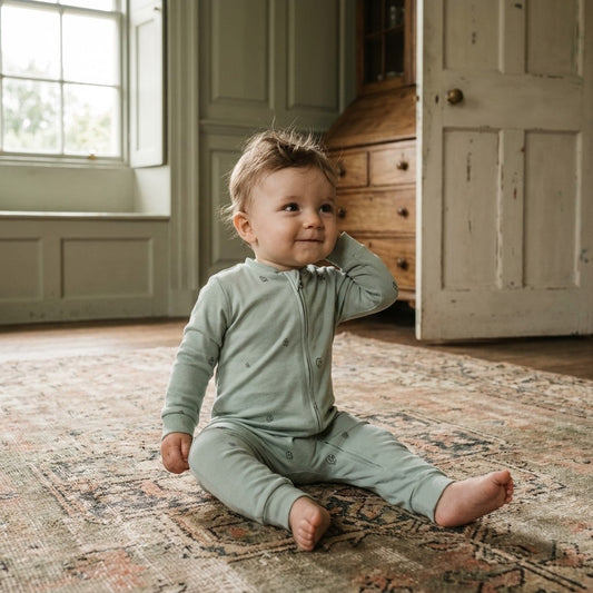 Caico Cotton lifestyle — Baby Overall Jumpsuit (Zip) Sage
