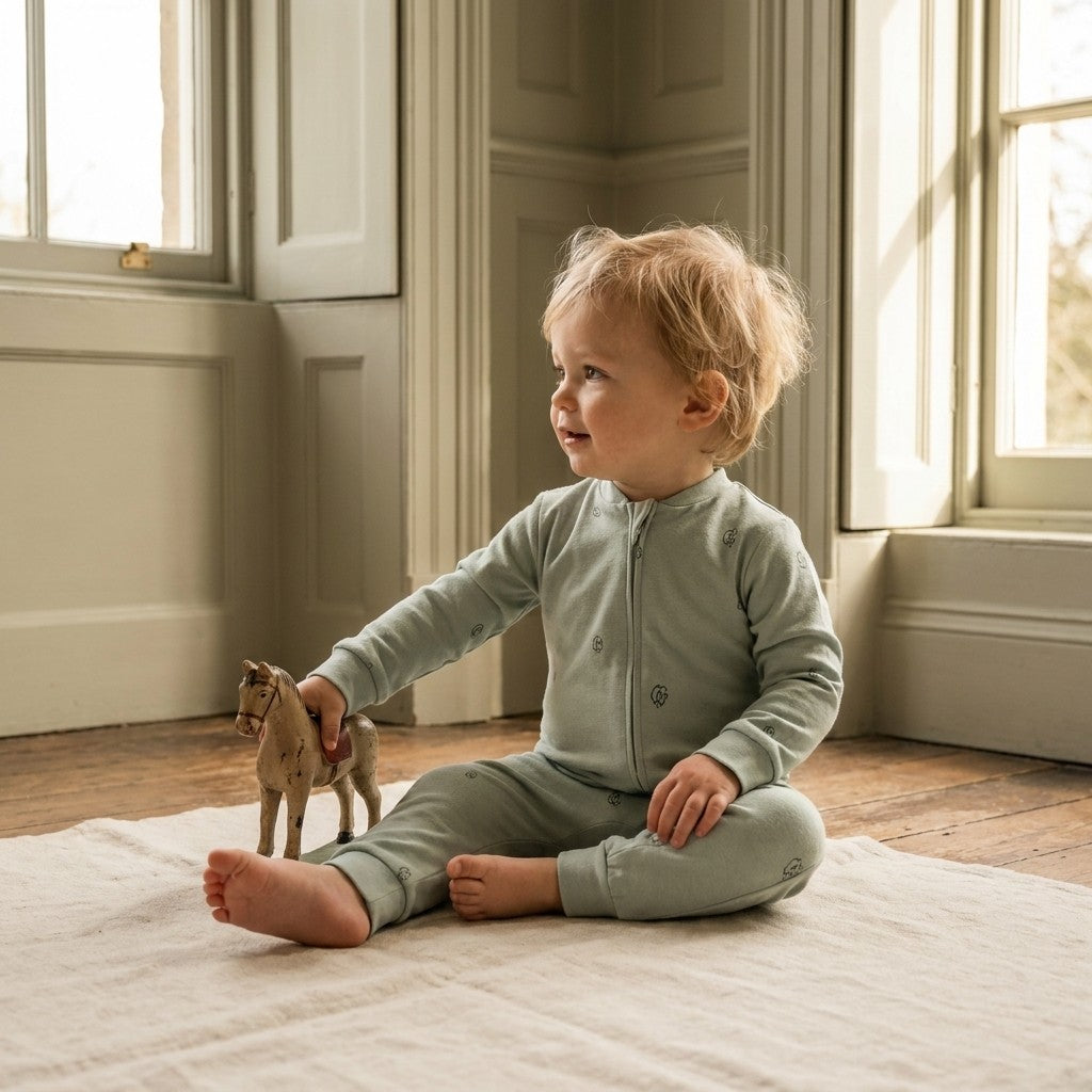 Caico Cotton lifestyle — Baby Overall Jumpsuit (Zip) Sage