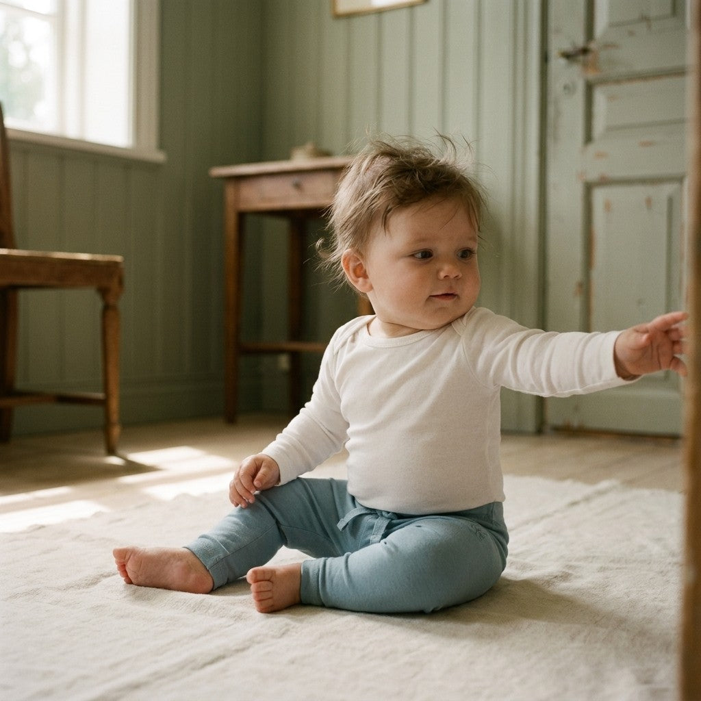 Caico Cotton lifestyle — Baby Leggings Dusky Blue