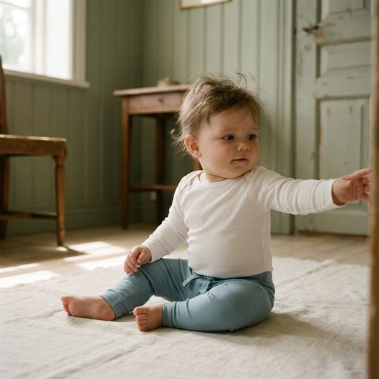 Caico Cotton lifestyle — Baby Leggings Dusky Blue