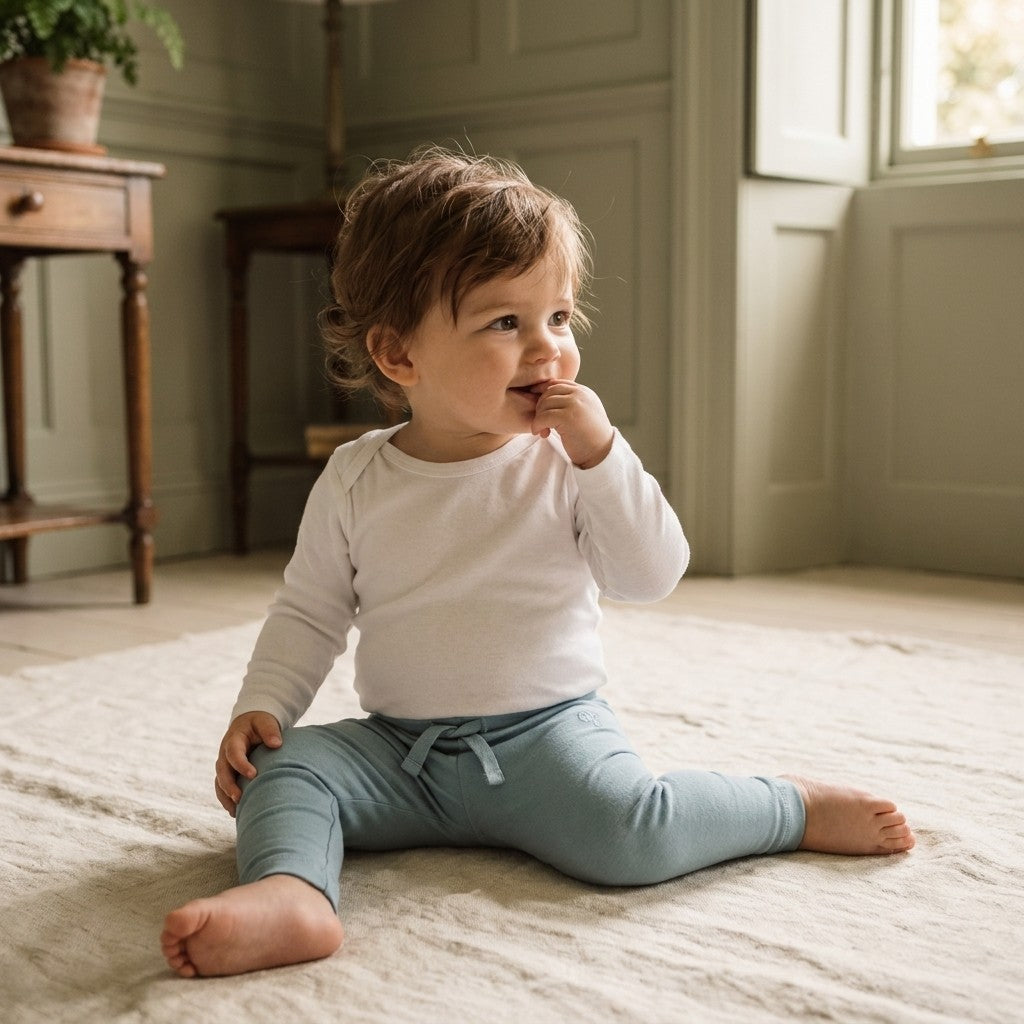 Caico Cotton lifestyle — Baby Leggings Dusky Blue