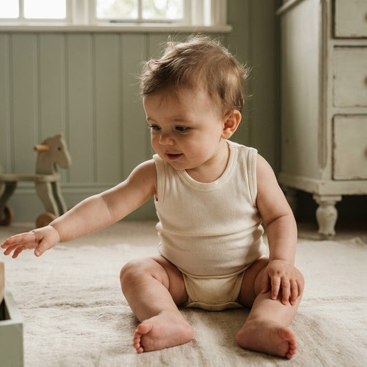 Caico Cotton lifestyle — Baby Vest Bodysuit Alabaster