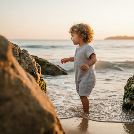 Baby Romper — Organic Egyptian Cotton, Rocky Stone