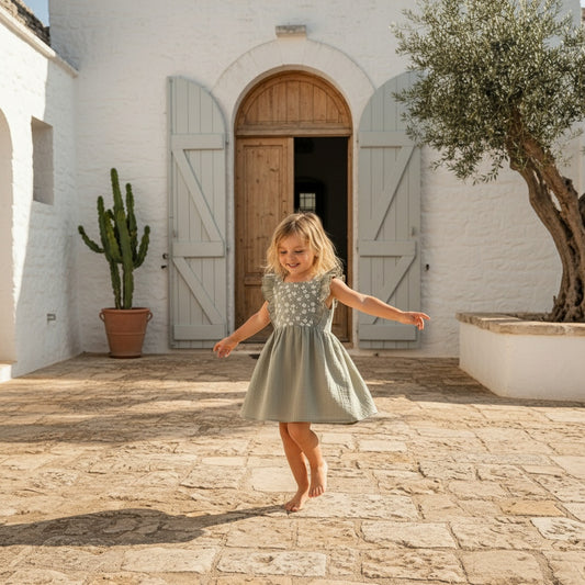 Kids Muslin Dress — Organic Egyptian Cotton, Grey